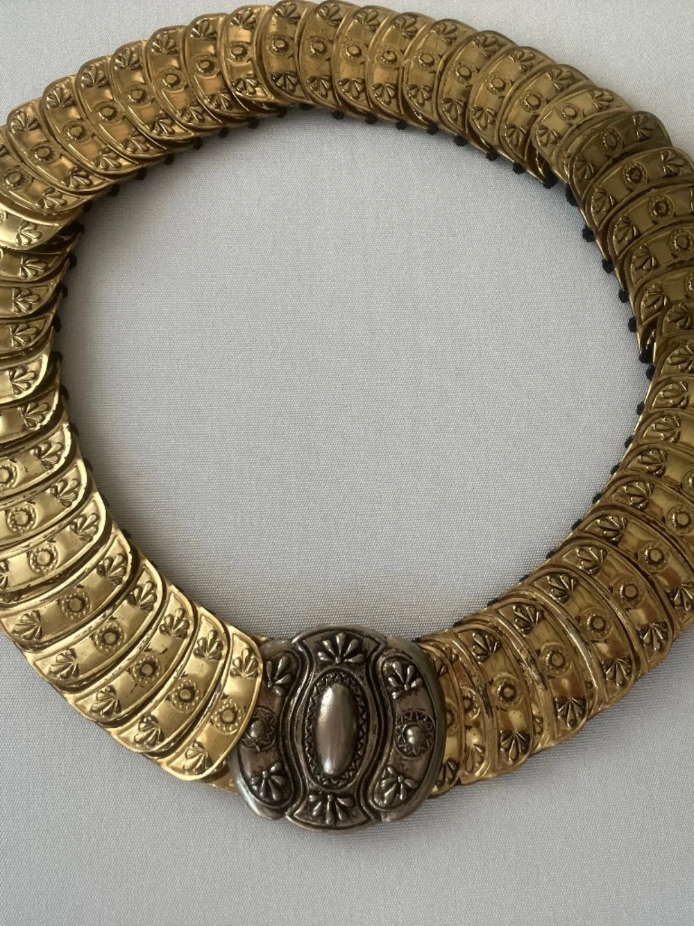 Boho STRETCH CONCHO STYLE BELT L/XL Ornate Metal Plates Lg Decorative Buckle